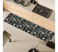 Comart - Tappeto Cucina Malaga - Passatoia 100% PVC - Antimacchia - Antiscivolo - Impermeabile - Tappetino Lavabile in Lavatrice - Corsia Moderna per Cucina e Corridoio - Lavagna Nero - 55x230 cm