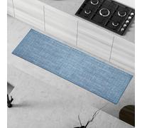 Comart - Tappeto Cucina Trama - 50x180 cm - Antiscivolo - Assorbente - Facile da Pulire - Passatoia in Poliestere Intrecciato - Resistente - Moderno - Runner per Corridoio e Entrata - Blu