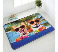 Comart, Tappeto Mio Arredo, Antiscivolo e Lavabile, con Cuccioli di Cane e Gatto, per Cameretta, Soggiorno, Bagno, per Bambini e Pet Lovers, Disegno Simpatico Cani con Occhiali da Sole, 80x120 cm