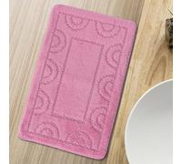 Comart - Tappeto Nicole da Bagno - Rettangolare 50x80 cm - Fondo Antiscivolo in Latex - ad Asciugatura Rapida e Traspirante - Lavabile in Lavatrice - Scendi Doccia e Vasca - in Tinta Unita - Rosa