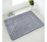 Comart - Tappeto Nicole da Bagno - Rettangolare 66x140 cm - Fondo Antiscivolo in Latex - ad Asciugatura Rapida e Traspirante - Lavabile in Lavatrice - Scendi Doccia e Vasca - in Tinta Unita - Grigio