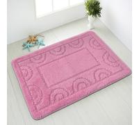 Comart - Tappeto Nicole da Bagno - Rettangolare 67x100 cm - Fondo Antiscivolo in Latex - ad Asciugatura Rapida e Traspirante - Lavabile in Lavatrice - Scendi Doccia e Vasca - in Tinta Unita - Rosa