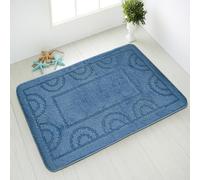 Comart - Tappeto Nicole da Bagno - Rettangolare 67x100 cm - Fondo Antiscivolo in Latex - ad Asciugatura Rapida e Traspirante - Lavabile in Lavatrice - Scendi Doccia e Vasca - in Tinta Unita - Azzurro