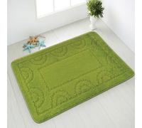 Comart - Tappeto Nicole da Bagno - Rettangolare 67x100 cm - Fondo Antiscivolo in Latex - ad Asciugatura Rapida e Traspirante - Lavabile in Lavatrice - Scendi Doccia e Vasca - in Tinta Unita - Verde