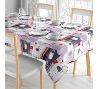 Comart - Tovaglia Colours Antimacchia - Copritavolo 100% Poliestere Stampato - Resistente ai Liquidi - Facile da Pulire - Lavabile in Lavatrice - Rettangolare 178x132 cm - 6 Posti - Disegno Coffee