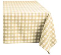 Comart - Tovaglia Square Antimacchia - Copritavolo a Quadretti Vichy 100% Poliestere - Effetto Tessuto - Resistente ai Liquidi - Lavabile in Lavatrice - Rettangolare 178x132 cm - 6 Posti - Beige