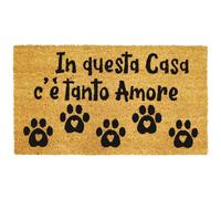 Comart - Zerbino Cute in Cocco - 40x70 cm - Tappeto con Scritte Divertenti su Cani e Gatti - per Ingresso Esterno e Interno - Simpatico Regalo per Entrata di Casa - Antiscivolo - Tanto Amore