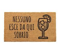 Comart - Zerbino Gag in Cocco - 40x70 cm - Tappetino Simpatico con Scritte Divertenti - per Ingresso Esterno e Interno - Fondo Antiscivolo - Pulizia Facile - Arredo e Regali Casa - Nessuno Sobrio