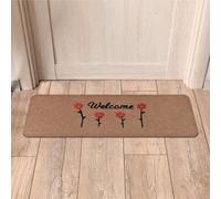 Comart - Zerbino Henry - 25x70 cm - Asciugapassi Sintetico per Entrata - Tappeto Impermeabile e Antiscivolo - Assorbente e Antipioggia - per Ingresso Esterno o Interno - Welcome con Fiori - Beige