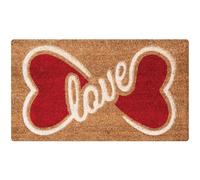 Comart - Zerbino Rio in Cocco con Scritte e Disegni Incisi - 40x70 cm - Tappeto Colorato per Ingresso Esterno e Interno - Asciugapassi Antiscivolo - Regalo Casa Nuova - Scritta Love Cuori Rossi