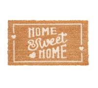 Comart - Zerbino Rio in Cocco con Scritte e Disegni Incisi - 40x70 cm - Tappeto Colorato per Ingresso Esterno e Interno - Asciugapassi Antiscivolo - Regalo Casa Nuova - Scritta Home Sweet Home Bianca