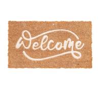 Comart - Zerbino Rio in Cocco con Scritte e Disegni Incisi - 40x70 cm - Tappeto Colorato per Ingresso Esterno e Interno - Asciugapassi Antiscivolo - Regalo Casa Nuova - Scritta Welcome Bianca