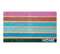 Comart - Zerbino Rio in Cocco con Scritte e Disegni Incisi - 40x70 cm - Tappeto Colorato per Ingresso Esterno e Interno - Asciugapassi Antiscivolo - Regalo Casa Nuova - Scritta Home Righe Multicolor