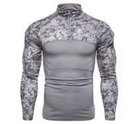 Combat Shirts - Maglietta da uomo con colletto alto con cerniera a 1/4, tattica, a maniche lunghe, stile militare, con tasche, per airsoft, abbigliamento esterno, per escursioni, campeggio, caccia