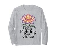 Combattere con Grazia Regalo per la consapevolezza del Cancro al Seno per Le Donne Maglia a Manica