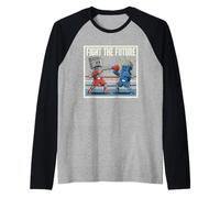 Combatti Il Futuro pistone vs Batteria Boxing Match Car Humor Maglia con Maniche Raglan
