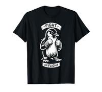 Combatti o fuggi divertente Penguin Pun Meme Maglietta