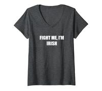 Combattimi, Sono Irlandese Maglietta con Collo a V, Donna, Grigio Scuro, L