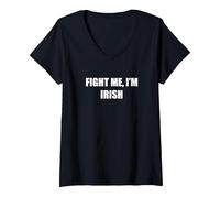 Combattimi, Sono Irlandese Maglietta con Collo a V, Donna, Nero, L