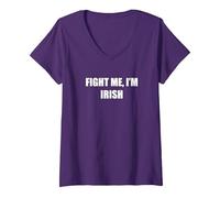 Combattimi, Sono Irlandese Maglietta con Collo a V, Donna, Viola, L
