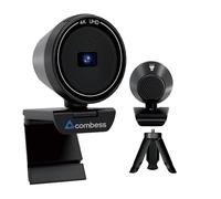 Combess Webcam per PC Webcam 4K con microfono e altoparlante, 85°FOV Web Camera per desktop con copertura privacy e autofocus treppiede, doppio microfono con cancellazione del rumore, USB Plug&Play