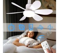 Combi ventilatore da soffitto con luce e telecomando - dimensioni 52cm, 40W luci LED, attacco E27, 3 velocità, dimmerabile 3000K-6500K, perfetto per soggiorno, cucina, ufficio - bianco e multicolore T