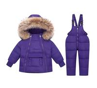 Combinaisons de Neige pour Filles D'Hiver 2 Pièces Doudoune à Capuche et Pantalon de Ski de Neige Ensemble de Tenues pour Enfants 12-18 Mois Violet