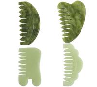 Combinata giada, pettine giada naturale 4pcs 4 stili cuoio capelluto gua sha pettine stress sollievo gua sha pettine liscia cuoio capelluto di giada massager per gift per gamba per braccio della ma