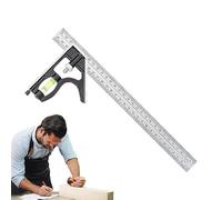 Combinata | Righello Goniometro Misuratore - da Falegname Regolabile in Acciaio Inossidabile - Per Appassionati di Fai da Te Casa, Falegnami, Elettricisti e Lavorazione Metalli