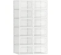 Combinazione a 12 griglie Scatole per scarpe trasparenti Impilabili Scomparto portaoggetti antipolvere per scatole per scarpe Questa scarpiera modulare e trasparente è composta da 12 unità indipendent