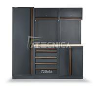 Combinazione arredo officina BETA C45PRO BW piano in legno armadio con 2 moduli