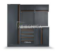 Combinazione arredo officina BETA C45PRO BX piano inox armadio 2 moduli