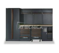 Combinazione arredo officina BETA C45PRO W piano legno carrello moduli armadio
