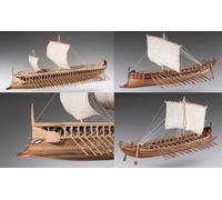 COMBINAZIONE DI 2 BARCHE ANTICHE GRECHE-SCATOLE DI MONTAGGIO LEGNO -SCALA 1:72