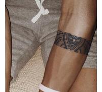 Combinazione di anelli da braccio | Toppa per tatuaggio a base di erbe con motivo a gufo e spina, braccio maschile, impermeabile, dura 2 settimane senza riflessi, tatuaggi finti(M-060)