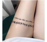 Combinazione di anelli da braccio | Toppa per tatuaggio a base di erbe con motivo a gufo e spina, braccio maschile, impermeabile, dura 2 settimane senza riflessi, tatuaggi finti(M-175)