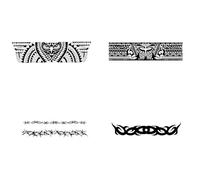 Combinazione di anelli da braccio | Toppa per tatuaggio a base di erbe con motivo a gufo e spina, braccio maschile, impermeabile, dura 2 settimane senza riflessi, tatuaggi finti(4pcs)