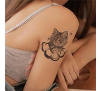 Combinazione di gatti | Tatuaggi adesivi a base di erbe per braccia e gambe da uomo, impermeabili, a lunga durata per 2 settimane senza riflessi, tatuaggi finti(M-099)