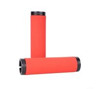 Combinazione di impugnature in plastica e spugna da 22,2 mm per manubrio di mountain bike con anelli di bloccaggio per un fissaggio stabile e comfort (rosso)