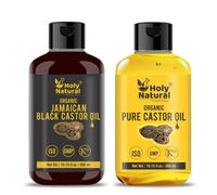 Combinazione di olio di ricino nero giamaicano biologico e olio di ricino bio...