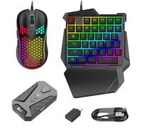 Combinazione di Tastiera e Mouse da Gioco a Mezza Mano, Set di Convertitori per Mouse con Tastiera Cablata Silenziosa per per XboxONE per