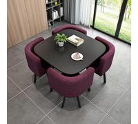 Combinazione di Tavolo E Sedia per Reception, Tavolo da Pranzo Quadrato con Set da 5 Pezzi, Set di Tavolo E Sedia per Sala Ricevimenti per Piccoli Uffici, Tavolo Salvaspazio per PIC, C, One Size