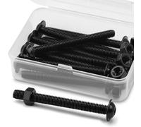 Combinazione di Viti e Dadi a Brugola M8 x 70 mm in Acciaio Inossidabile 304 Ossido Nero, Testa Bombata con Bulloni Flangiati