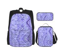 Combinazione di zainetti per la scuola, alla moda e leggero, set per la scuola per ragazze, set di zaini per la scuola, motivo rana verde, Fiori Colorati Lavanda Viola, Taglia unica