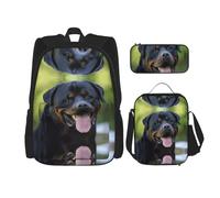 Combinazione di zainetti per la scuola, alla moda e leggero, set per la scuola per ragazze, set vintage con disegni di funghi, Carta da parati Rottweiler, Taglia unica