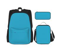 Combinazione di zainetti per la scuola, alla moda e leggero, set per la scuola per ragazze, set vintage con disegni di funghi, Ciano marino, Taglia unica