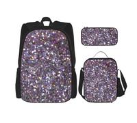 Combinazione di zainetti per la scuola, alla moda e leggero, set per la scuola per ragazze, set vintage con disegni di funghi, Motivo con paillettes, Taglia unica