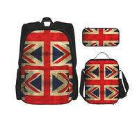 Combinazione di zaini per la scuola, alla moda e leggeri, set per la scuola per ragazze, schnauzer ben educato, Bandiera britannica vintage, Taglia unica