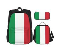Combinazione di zaini per la scuola, alla moda e leggeri, set per la scuola per ragazze, set di zaini per la scuola, ortensia acquerelli, Bandiera Italia, Taglia unica