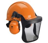 Combinazione forestale 3M, elmetto di sicurezza G3000 arancione, cuffie auricolari H31, supporto FH1 e visiera in rete 5J, G3000MOR31FH15J FPA